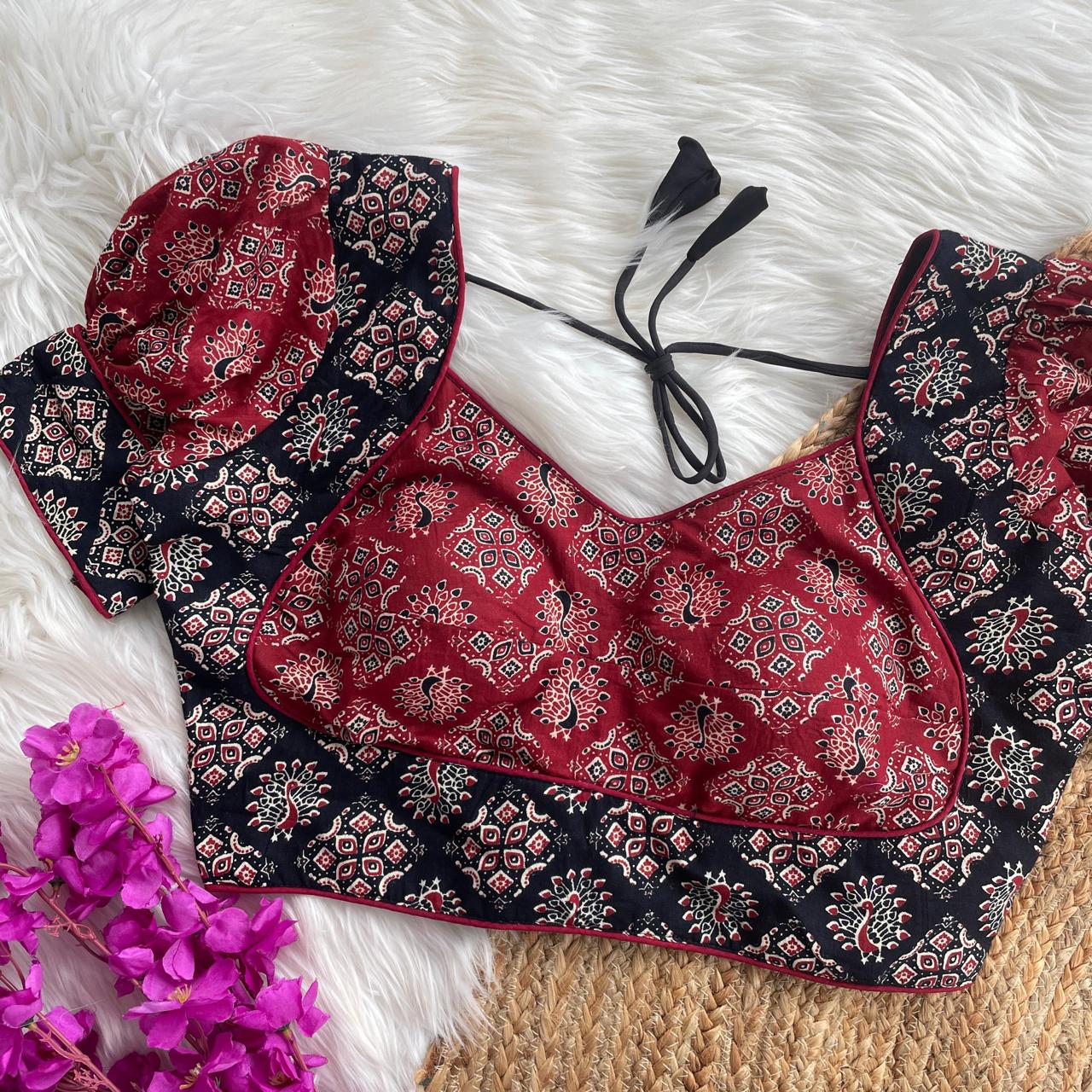 Original Ajrakh Cotton Halter Neck Blous